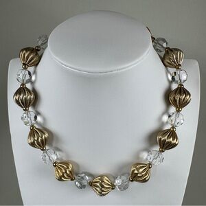 Vintage Gold-tone and crystal bead necklace by Napier